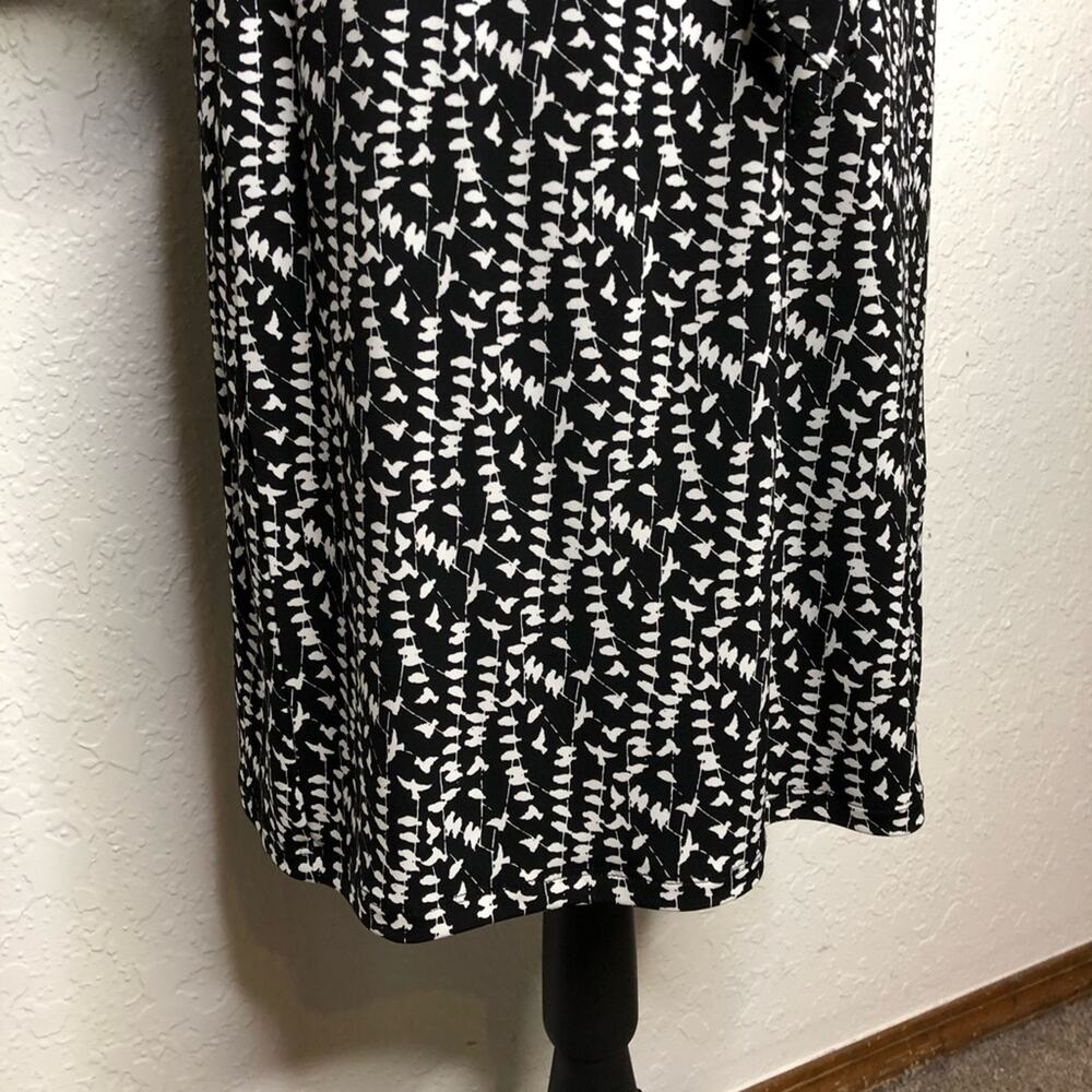Brooks Brothers black white bird print faux wrap midi dress size Small - Picture 4 of 16